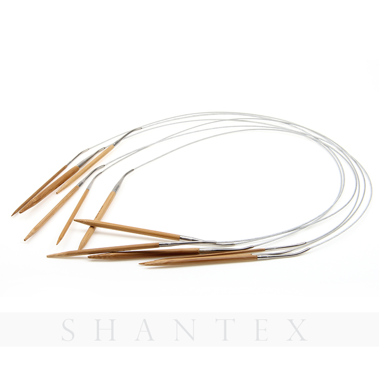 Venta al por mayor 80 cm agujas de tejer circulares de alambre de metal de bambú carbonizado ecológico