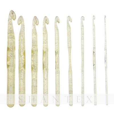 Ganchillo de plástico transparente 17cm de largo aguja de ganchillo agujas de tejer herramienta de lana gruesa