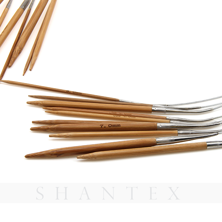 Venta al por mayor 80 cm agujas de tejer circulares de alambre de metal de bambú carbonizado ecológico