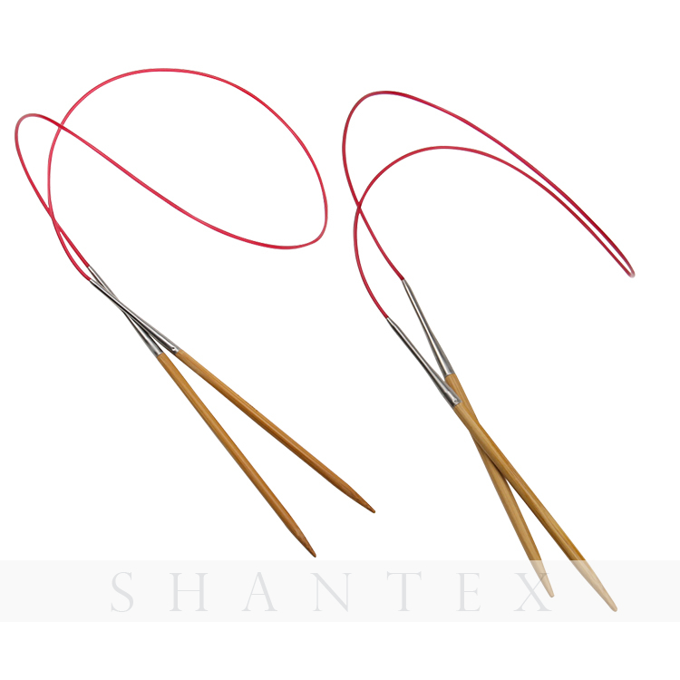 Las agujas que hacen punto circulares de bambú carbonizadas tubo rojo fijaron para el hilado que hacía punto a mano