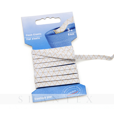 6 mm de látex y poliéster trenzado de cinta elástica para prendas de vestir ropa