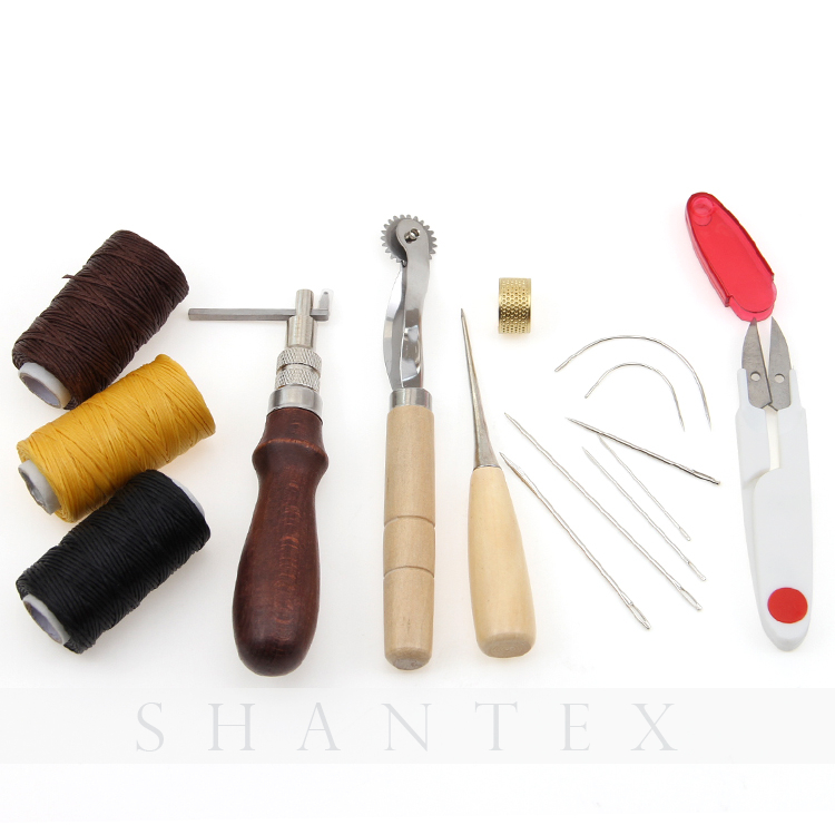 9 Unids / set Conjunto de herramientas de trabajo de artesanía en cuero Herramientas manuales de cuero de diamante